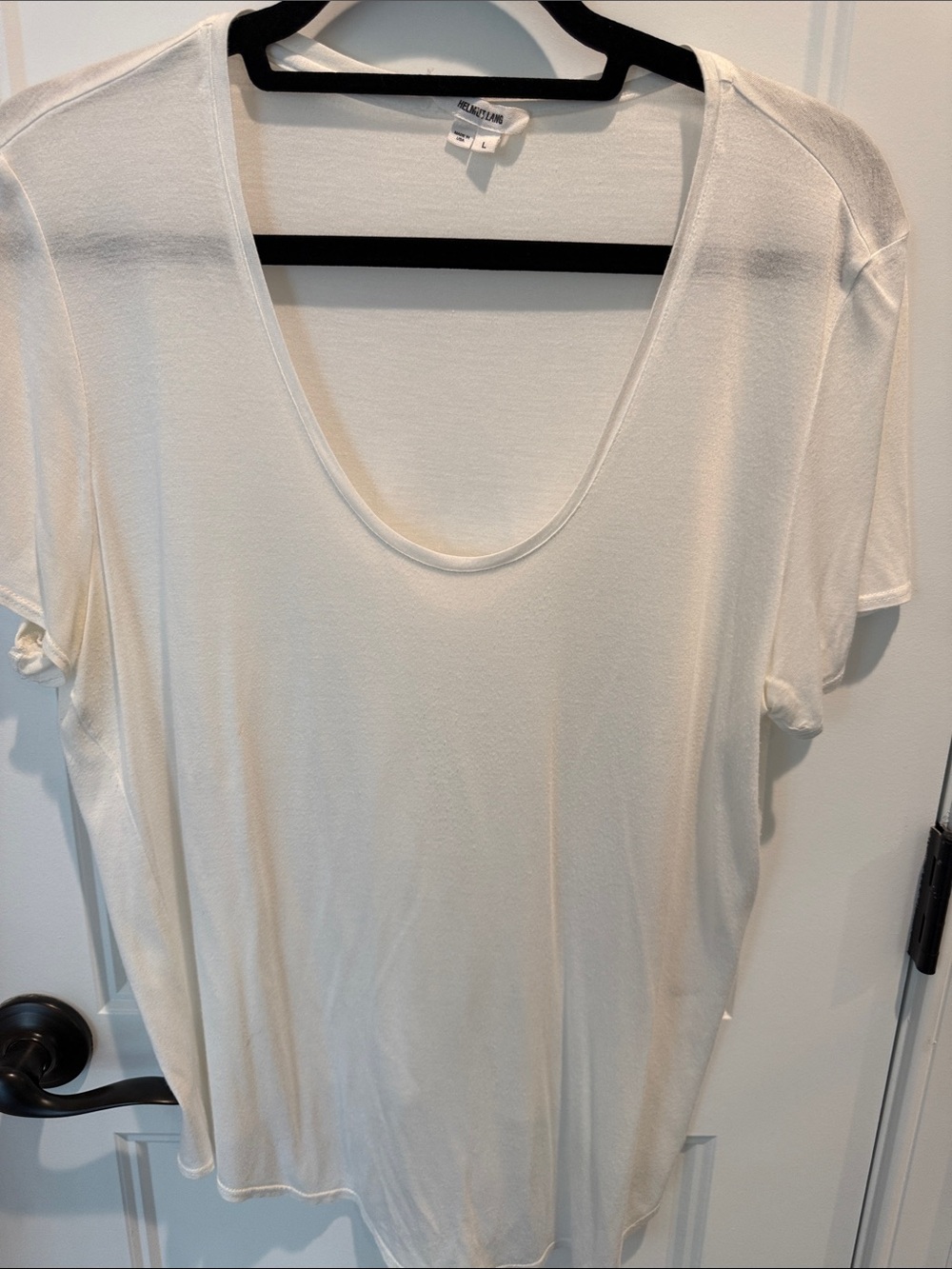 Helmut Lang- Scoop Neck Short Sleeve Top - White (L)
